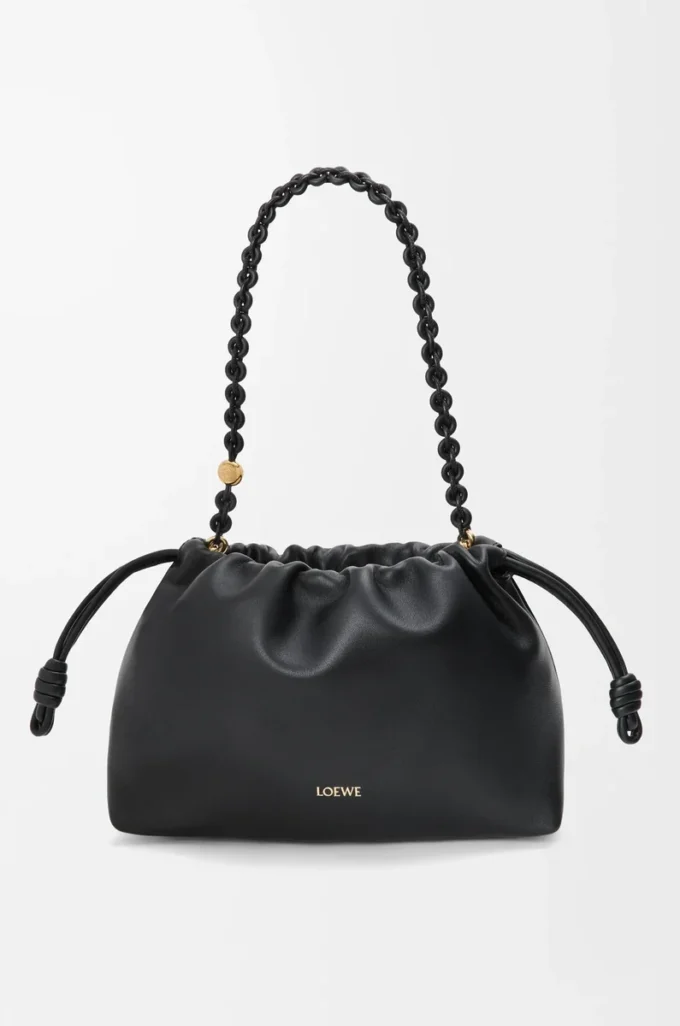 Borsa Flamenco media in morbida pelle di agnello nappa nera Borsa Flamenco media in morbida pelle di agnello nappa nera