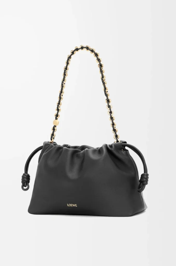 Borsa Flamenco media in morbida pelle di agnello nappa nera Borsa Flamenco media in morbida pelle di agnello nappa nera