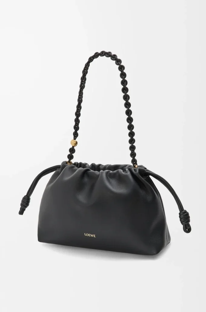 Borsa Flamenco media in morbida pelle di agnello nappa nera Borsa Flamenco media in morbida pelle di agnello nappa nera