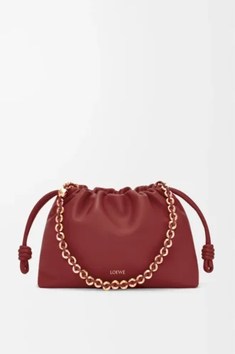 Borsa Flamenco media in morbida pelle di agnello nappa rosso bruciato
