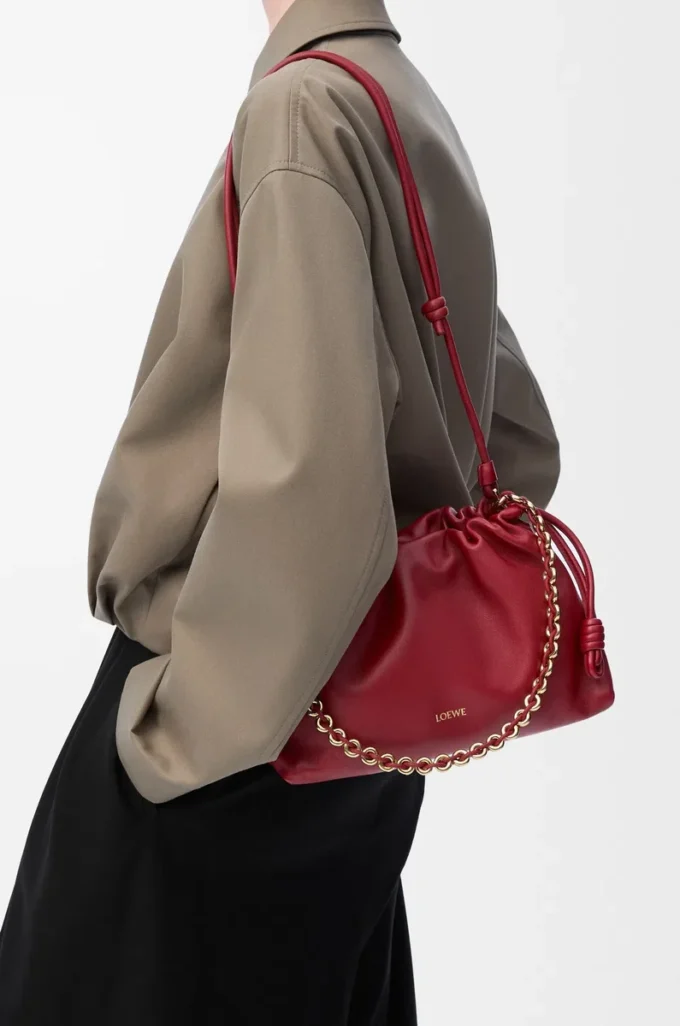 Borsa Flamenco media in morbida pelle di agnello nappa rosso bruciato Borsa Flamenco media in morbida pelle di agnello nappa rosso bruciato