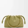 Borsa Flamenco media in morbida pelle di agnello nappa verde muschio chiaro
