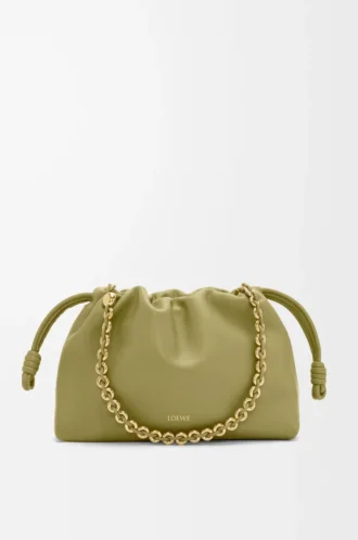 Borsa Flamenco media in morbida pelle di agnello nappa verde muschio chiaro