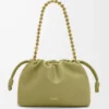 Borsa Flamenco media in morbida pelle di agnello nappa verde muschio chiaro
