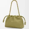 Borsa Flamenco media in morbida pelle di agnello nappa verde muschio chiaro