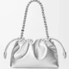 Borsa Flamenco media in pelle di agnello laminata Argento Borsa Flamenco media in pelle di agnello laminata Argento