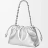 Borsa Flamenco media in pelle di agnello laminata Argento Borsa Flamenco media in pelle di agnello laminata Argento
