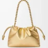 Borsa Flamenco media in pelle di agnello laminata color oro
