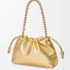 Borsa Flamenco media in pelle di agnello laminata color oro