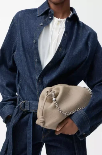 Borsa Flamenco media in pelle di vitello a grana fine Clay