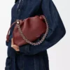 Borsa Flamenco media in pelle di vitello a grana fine Mogano Borsa Flamenco media in pelle di vitello a grana fine Mogano