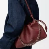 Borsa Flamenco media in pelle di vitello a grana fine Mogano Borsa Flamenco media in pelle di vitello a grana fine Mogano
