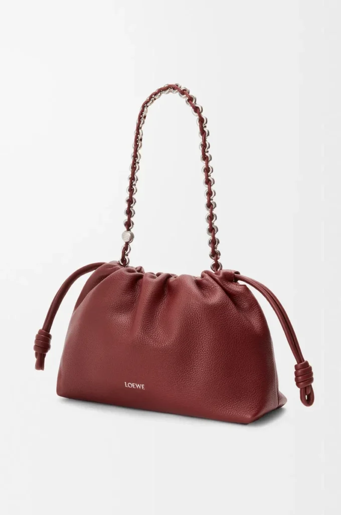 Borsa Flamenco media in pelle di vitello a grana fine Mogano Borsa Flamenco media in pelle di vitello a grana fine Mogano