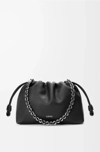 Borsa Flamenco media in pelle di vitello a grana fine Nero