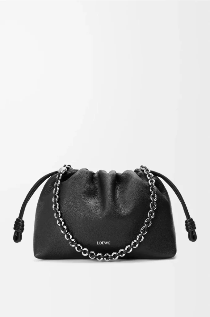 Borsa Flamenco media in pelle di vitello a grana fine Nero Borsa Flamenco media in pelle di vitello a grana fine Nero