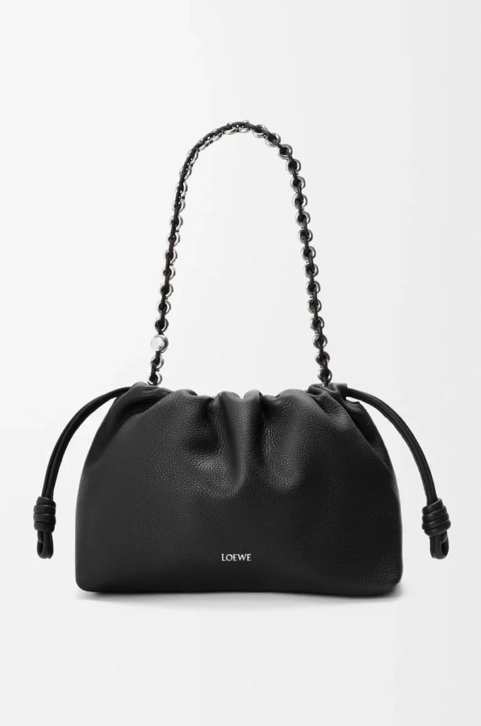 Borsa Flamenco media in pelle di vitello a grana fine Nero Borsa Flamenco media in pelle di vitello a grana fine Nero