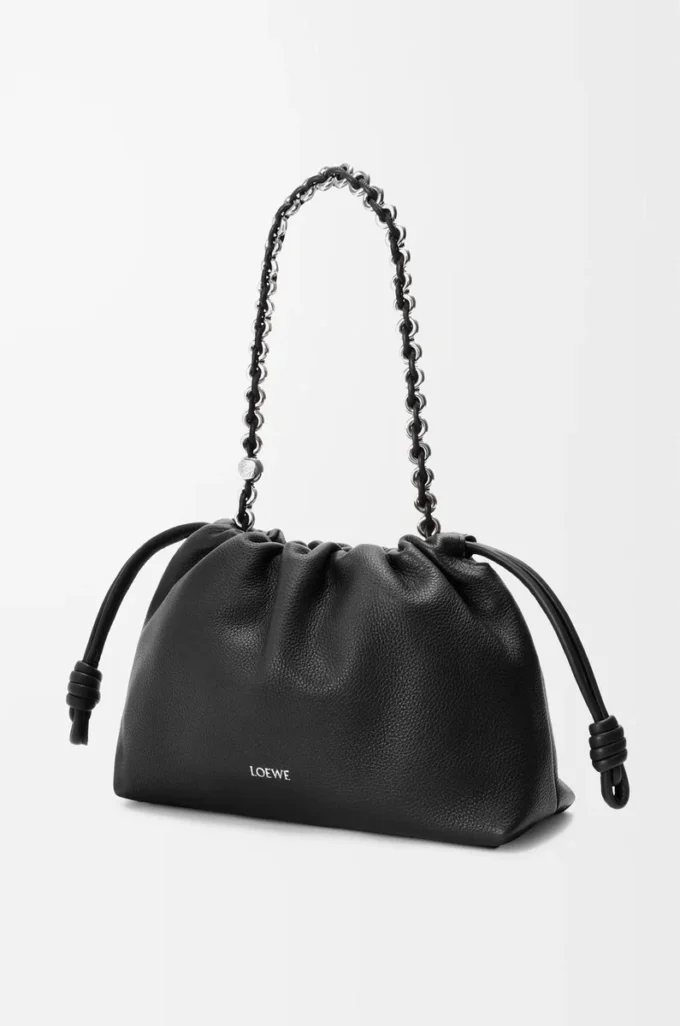 Borsa Flamenco media in pelle di vitello a grana fine Nero Borsa Flamenco media in pelle di vitello a grana fine Nero