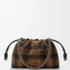 Borsa Flamenco media in pelle scamosciata tartan Tan/Nero Borsa Flamenco media in pelle scamosciata tartan Tan/Nero