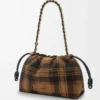 Borsa Flamenco media in pelle scamosciata tartan Tan/Nero Borsa Flamenco media in pelle scamosciata tartan Tan/Nero