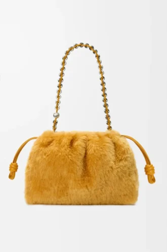 Borsa Flamenco media in shearling giallo