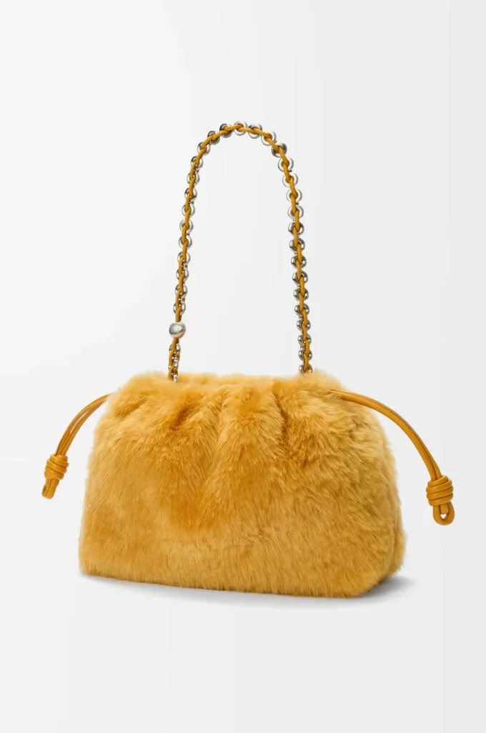 Borsa Flamenco media in shearling giallo Borsa Flamenco media in shearling giallo