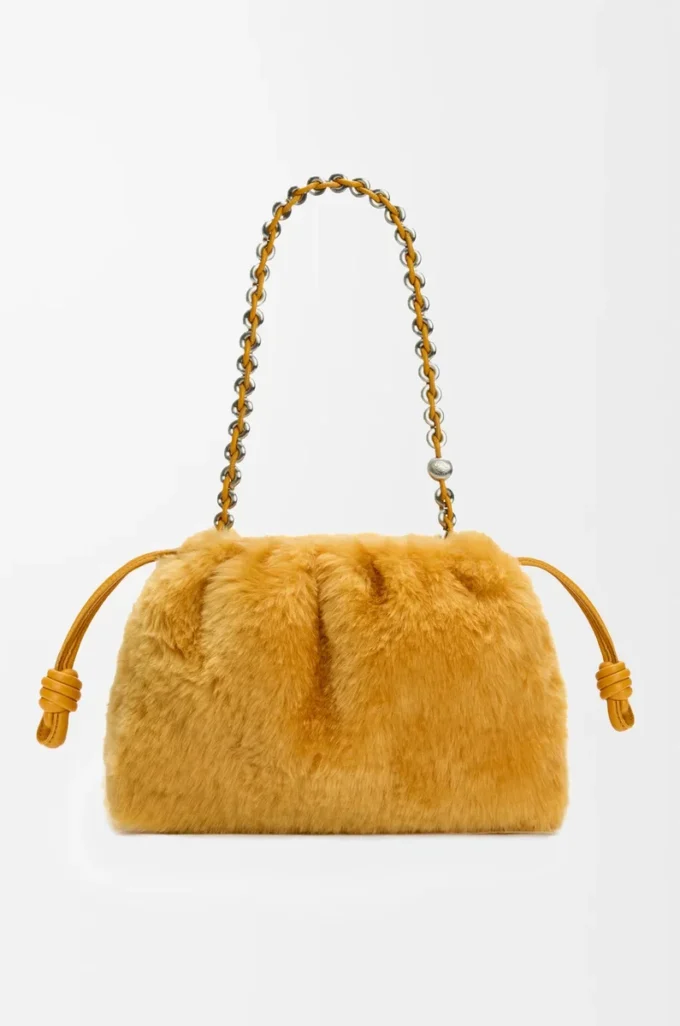 Borsa Flamenco media in shearling giallo Borsa Flamenco media in shearling giallo