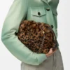 Borsa Flamenco media in shearling stampato Beige/Marrone