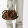 Borsa Flamenco media in shearling stampato Beige/Marrone