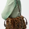 Borsa Flamenco media in shearling stampato Beige/Marrone