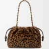 Borsa Flamenco media in shearling stampato Beige/Marrone