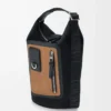 Borsa Flex Loop piccola in tela e pelle scamosciata Black/Dark Gold