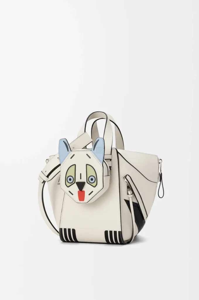 Borsa Hammock compatta Futurist Cat in pelle di vitello classica Soft White