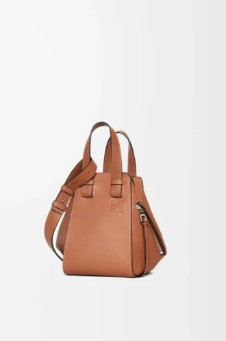 Borsa Hammock compatta in classica pelle di vitello marrone chiaro