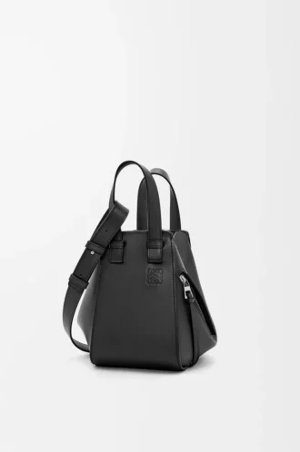Borsa Hammock compatta in classica pelle di vitello Nero