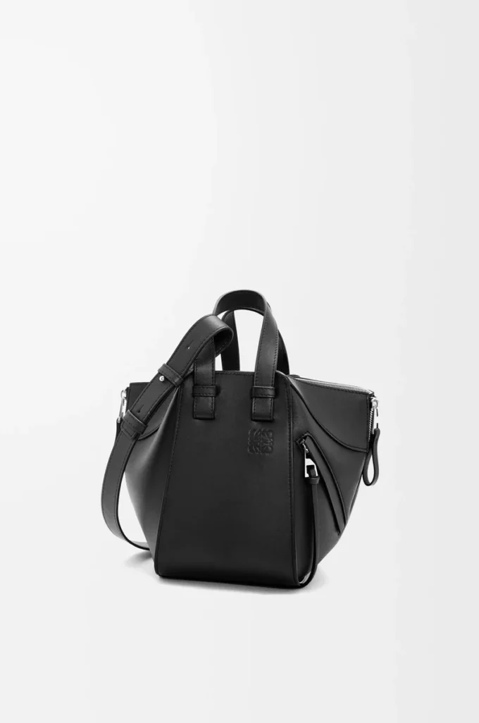 Borsa Hammock compatta in classica pelle di vitello Nero Borsa Hammock compatta in classica pelle di vitello Nero