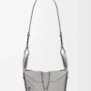 Borsa Hammock compatta in morbida pelle di vitello martellata grigio perla