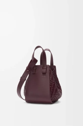 Borsa Hammock compatta in pelle di vitello bordeaux scuro