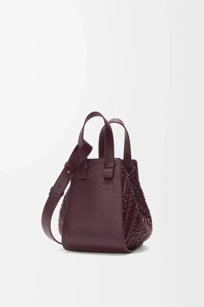 Borsa Hammock compatta in pelle di vitello bordeaux scuro