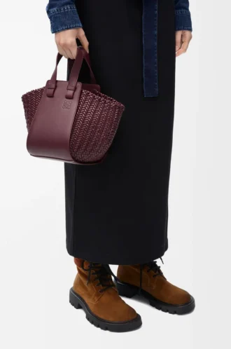 Borsa Hammock compatta in pelle di vitello bordeaux scuro