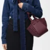 Borsa Hammock compatta in pelle di vitello bordeaux scuro