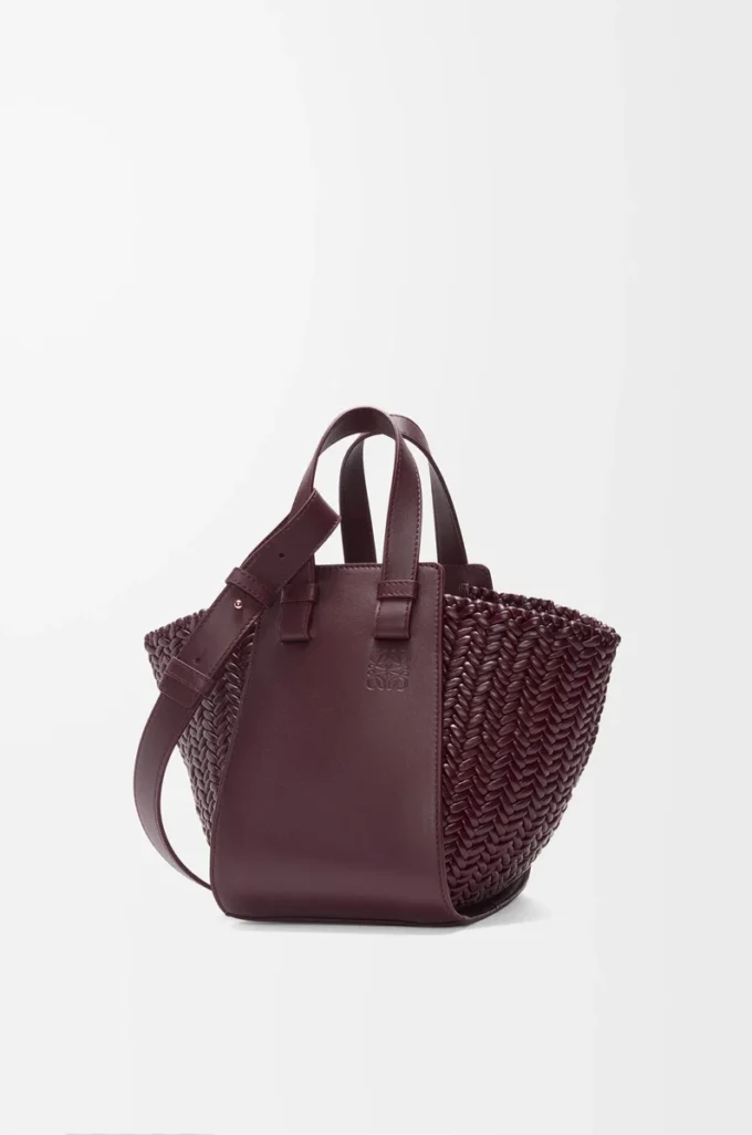 Borsa Hammock compatta in pelle di vitello bordeaux scuro