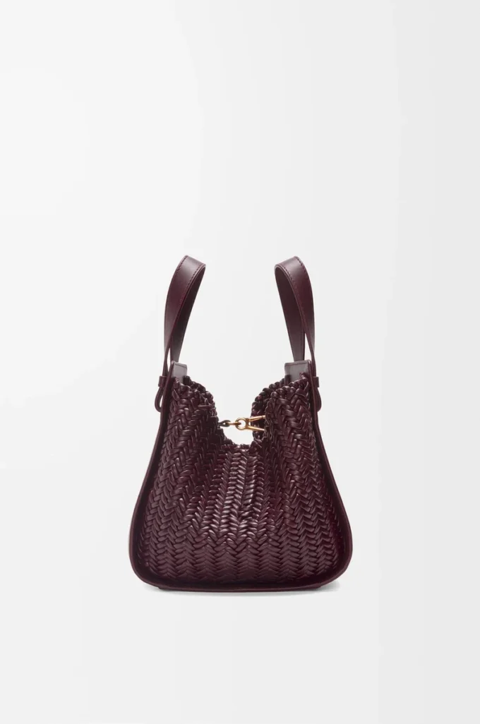 Borsa Hammock compatta in pelle di vitello bordeaux scuro