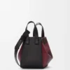 Borsa Hammock compatta in pelle di vitello nappa nero/bordeaux