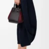 Borsa Hammock compatta in pelle di vitello nappa nero/bordeaux