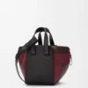 Borsa Hammock compatta in pelle di vitello nappa nero/bordeaux