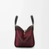 Borsa Hammock compatta in pelle di vitello nappa nero/bordeaux