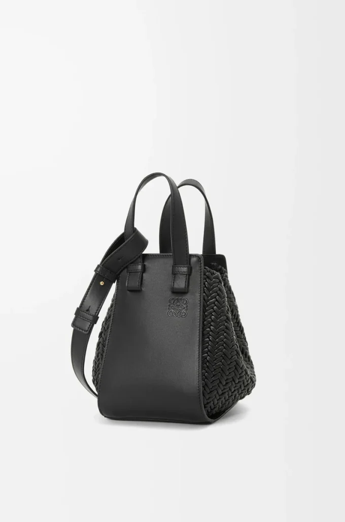 Borsa Hammock compatta in pelle di vitello nera Borsa Hammock compatta in pelle di vitello nera