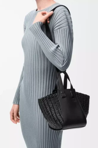 Borsa Hammock compatta in pelle di vitello nera