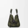 Borsa Hammock compatta in pelle scamosciata e classica pelle di vitello Kaki/Verde
