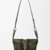 Borsa Hammock compatta in pelle scamosciata e classica pelle di vitello Kaki/Verde